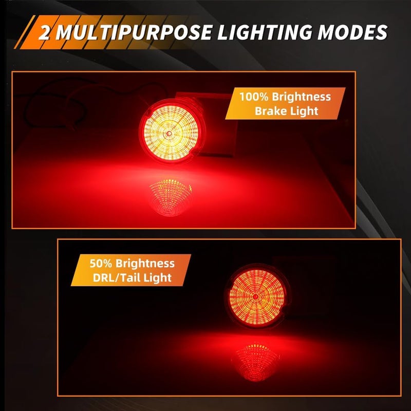 MOTRUM Tail Light Compatible with Cadillac Commercial Chassis & Cadillac DeVille 1958, [DOT] [2 in 1 Design] Red LED Brake Light & Taillight Lamps/DRL (Left + Right), 1 Pair, Clear Lens - Image 3